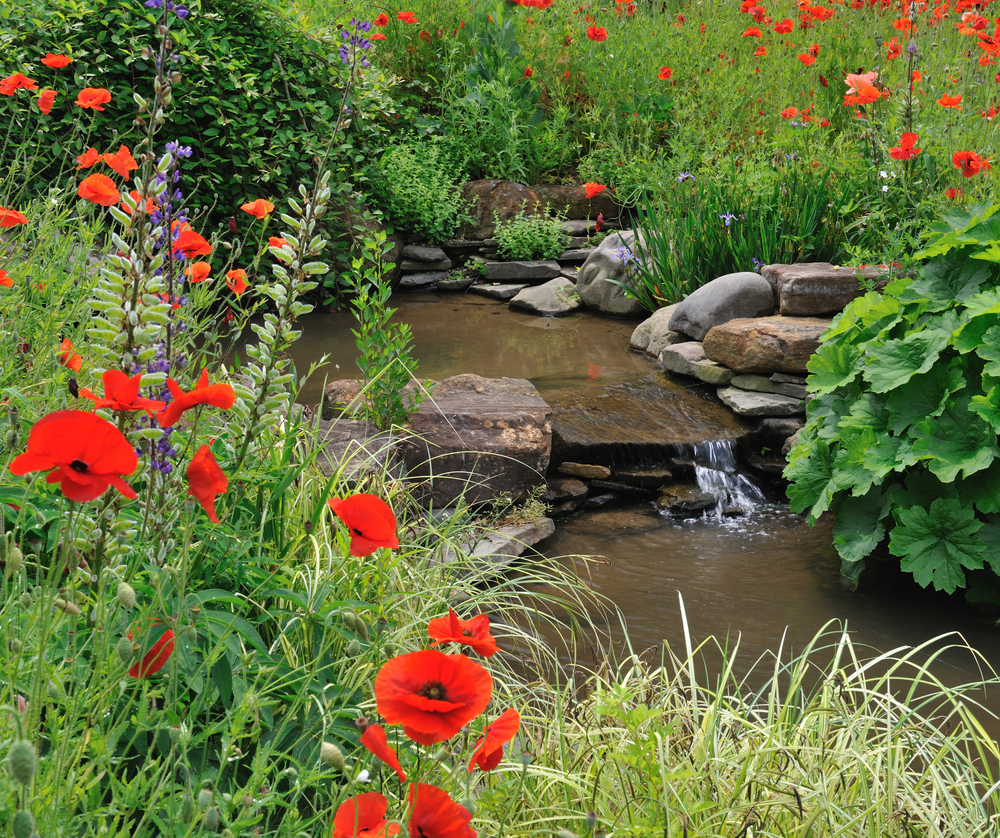 Pondless waterfall feature